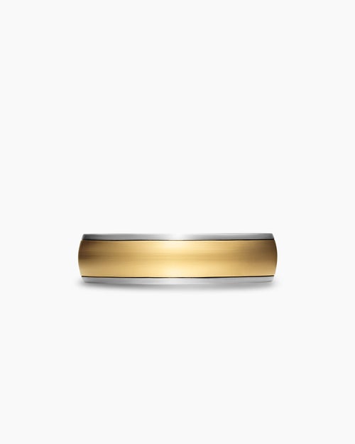 Mens Streamline Band Ring in Sterling Silver with 18K Yellow Gold, 6.2mm