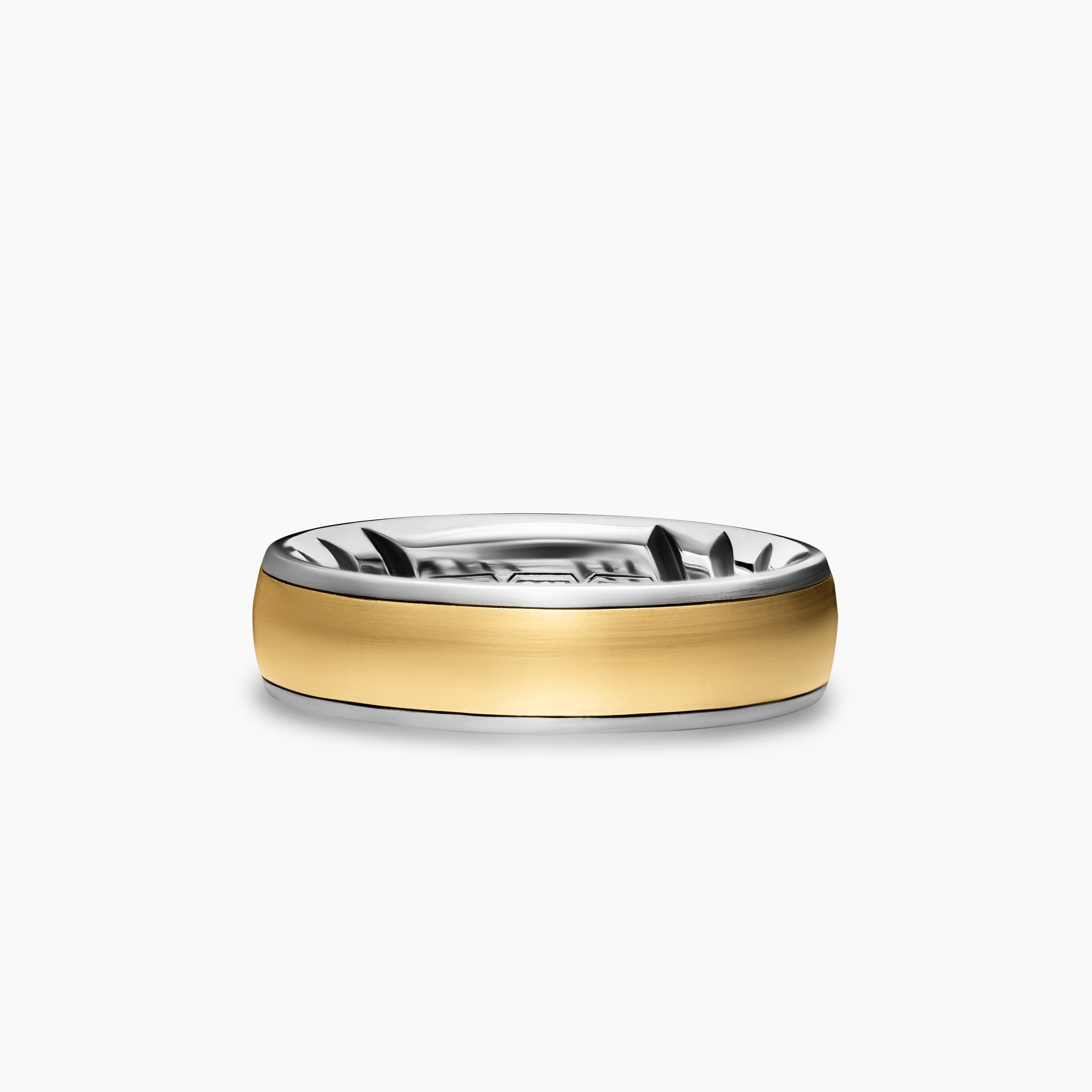 Anneau Streamline en argent sterling avec or jaune 18 carats, 6,2 mm hommes 