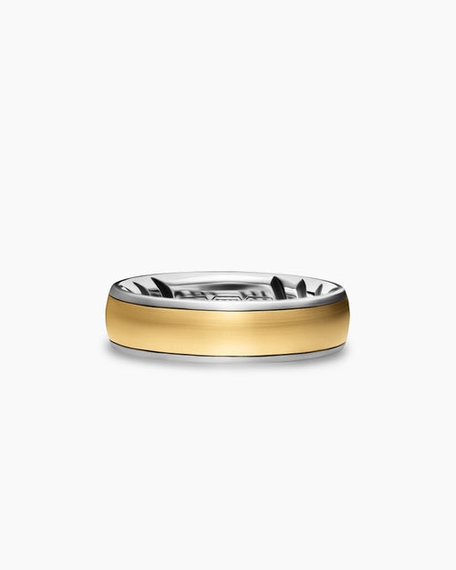 Mens Streamline Band Ring in Sterling Silver with 18K Yellow Gold, 6.2mm