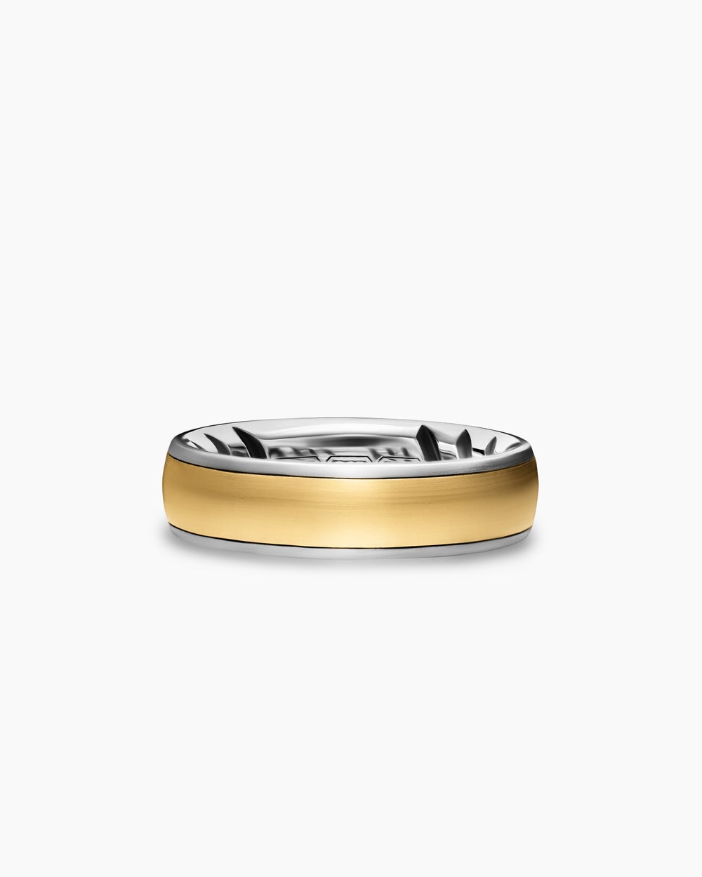 Mens Streamline Band Ring in Sterling Silver with 18K Yellow Gold, 6.2mm
