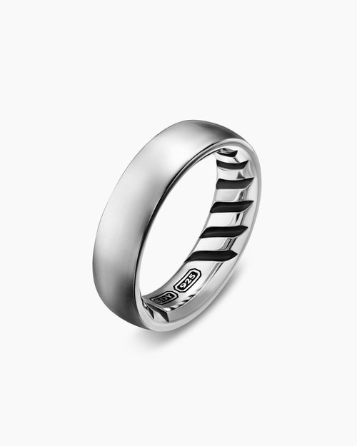 Mens Streamline Band Ring in Sterling Silver, 6.2mm