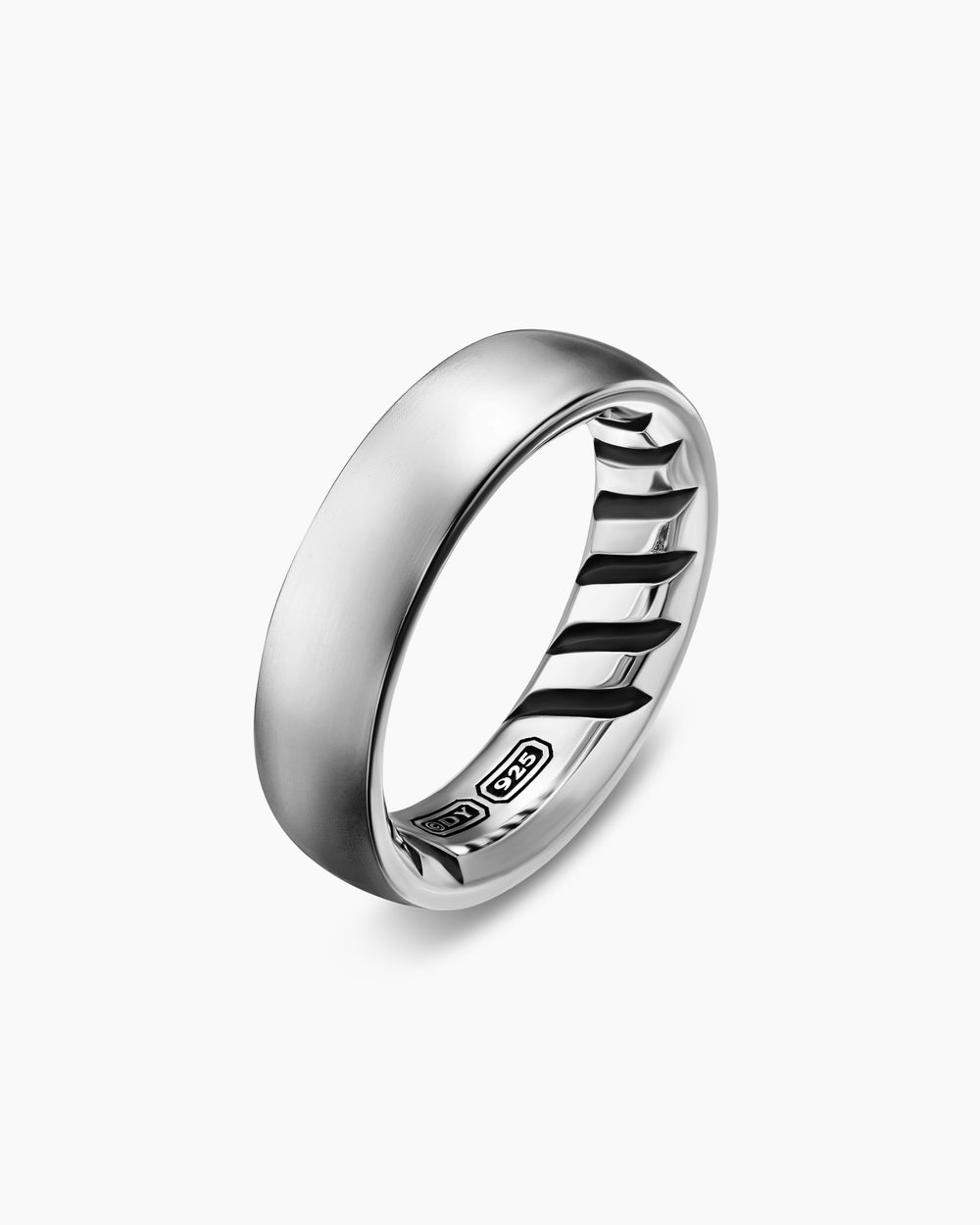 Mens Streamline Band Ring in Sterling Silver, 6.2mm