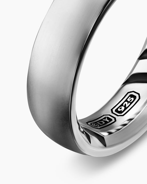Mens Streamline Band Ring in Sterling Silver, 6.2mm