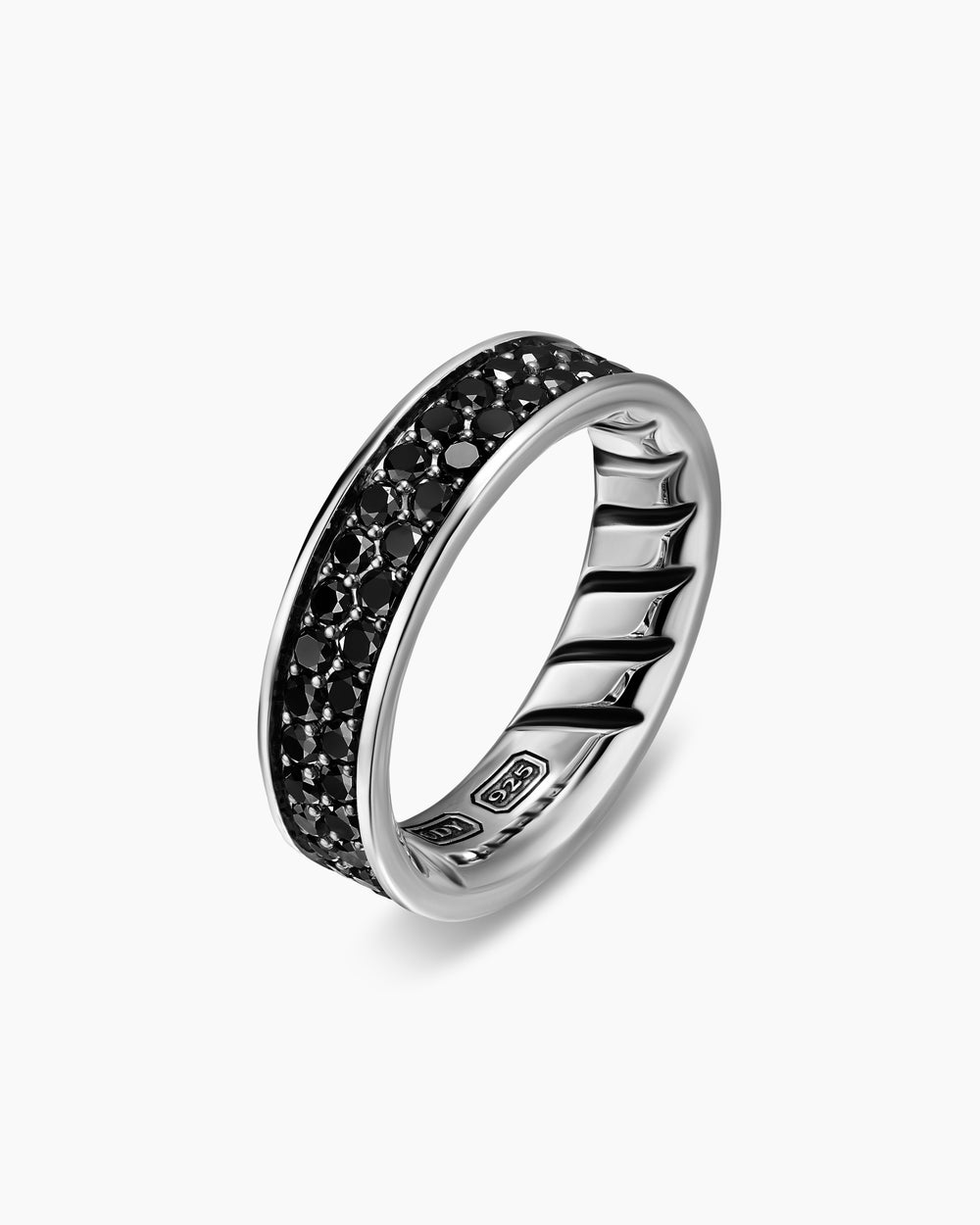 Mens Streamline Band Ring in Sterling Silver, 6.2mm
