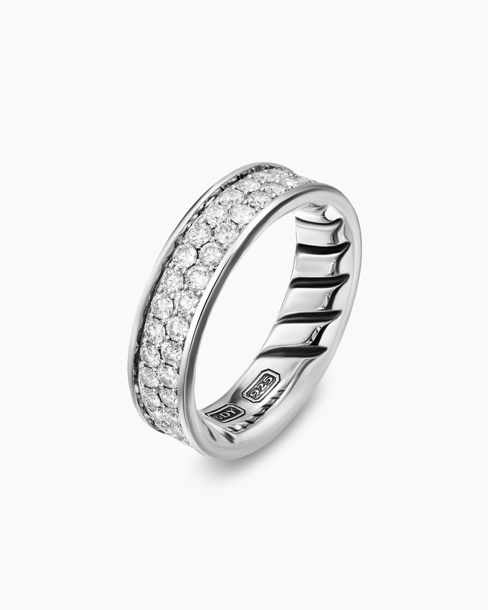 Mens Streamline Band Ring in Sterling Silver, 6.2mm
