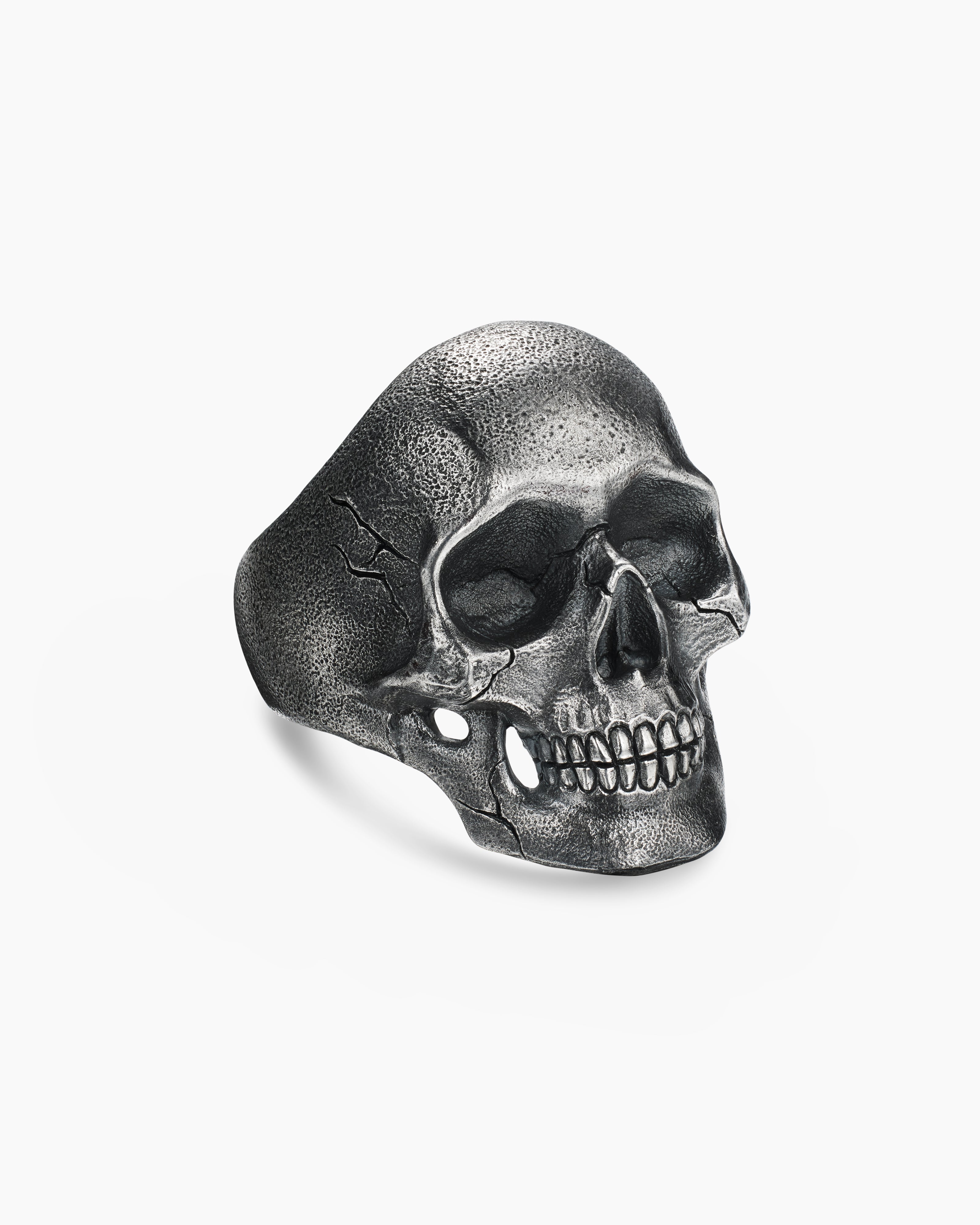 Mens Memento Mori Skull Ring in Sterling Silver, 30.5mm