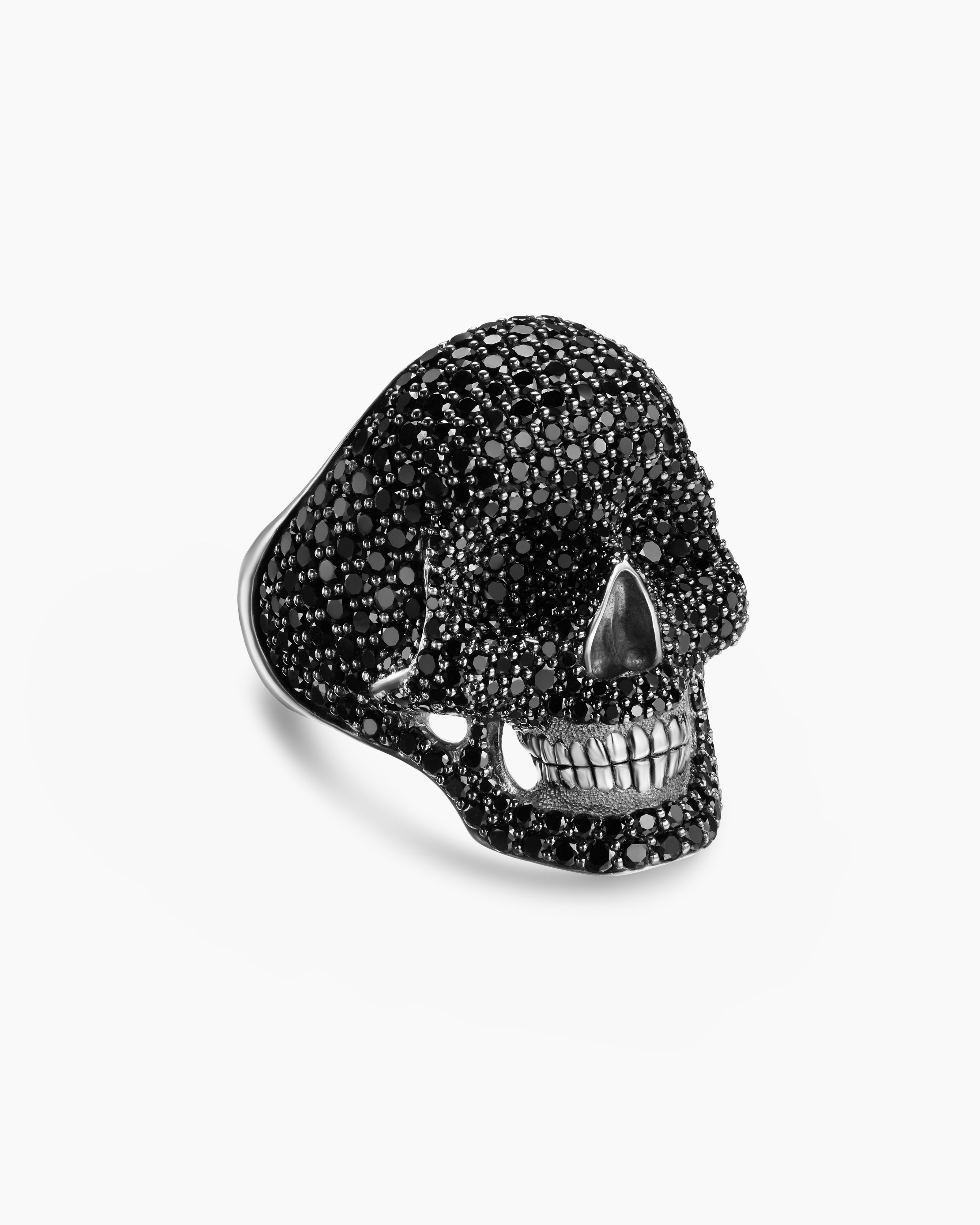 Mens Memento Mori Skull Ring in Sterling Silver, 30.5mm