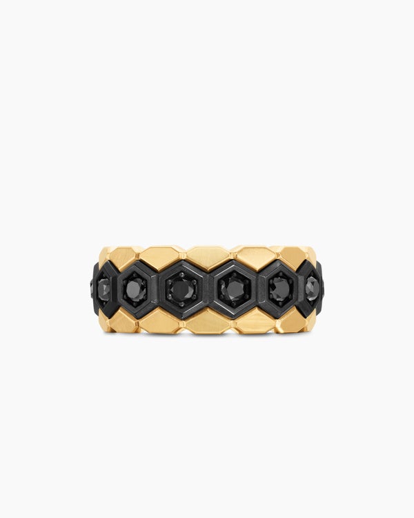 Bague à superposer Hex titane noir avec or jaune 18 carats, 9,3 mm