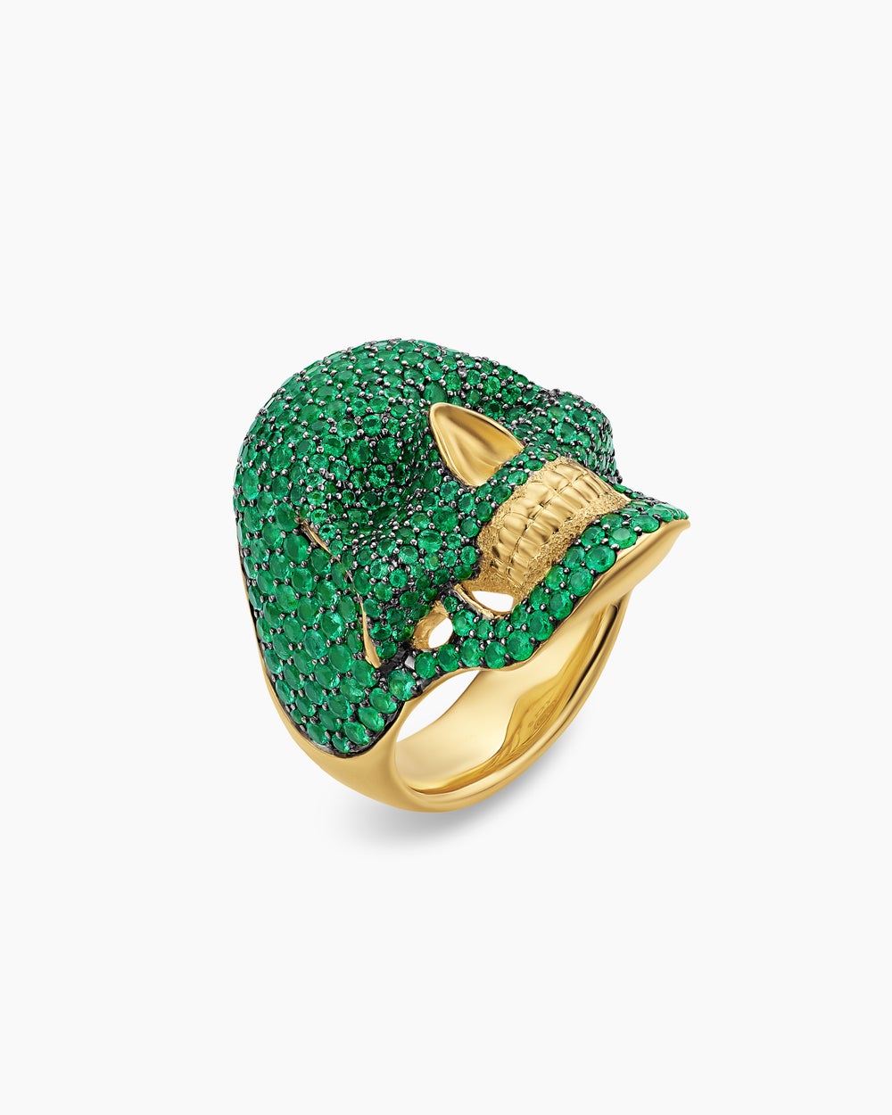 Mens Pavé Skull Pinky Ring in 18K Yellow Gold, 26.5mm