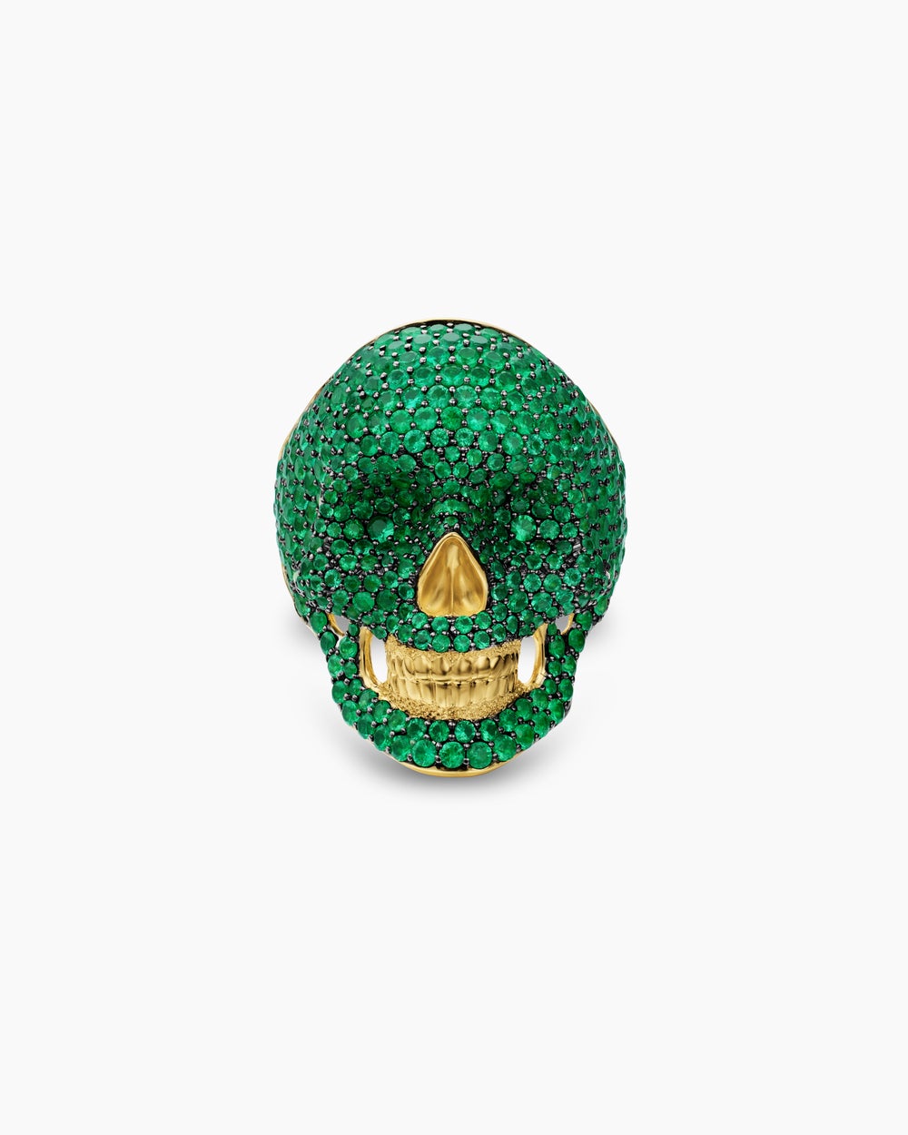 Mens Pavé Skull Pinky Ring in 18K Yellow Gold, 26.5mm