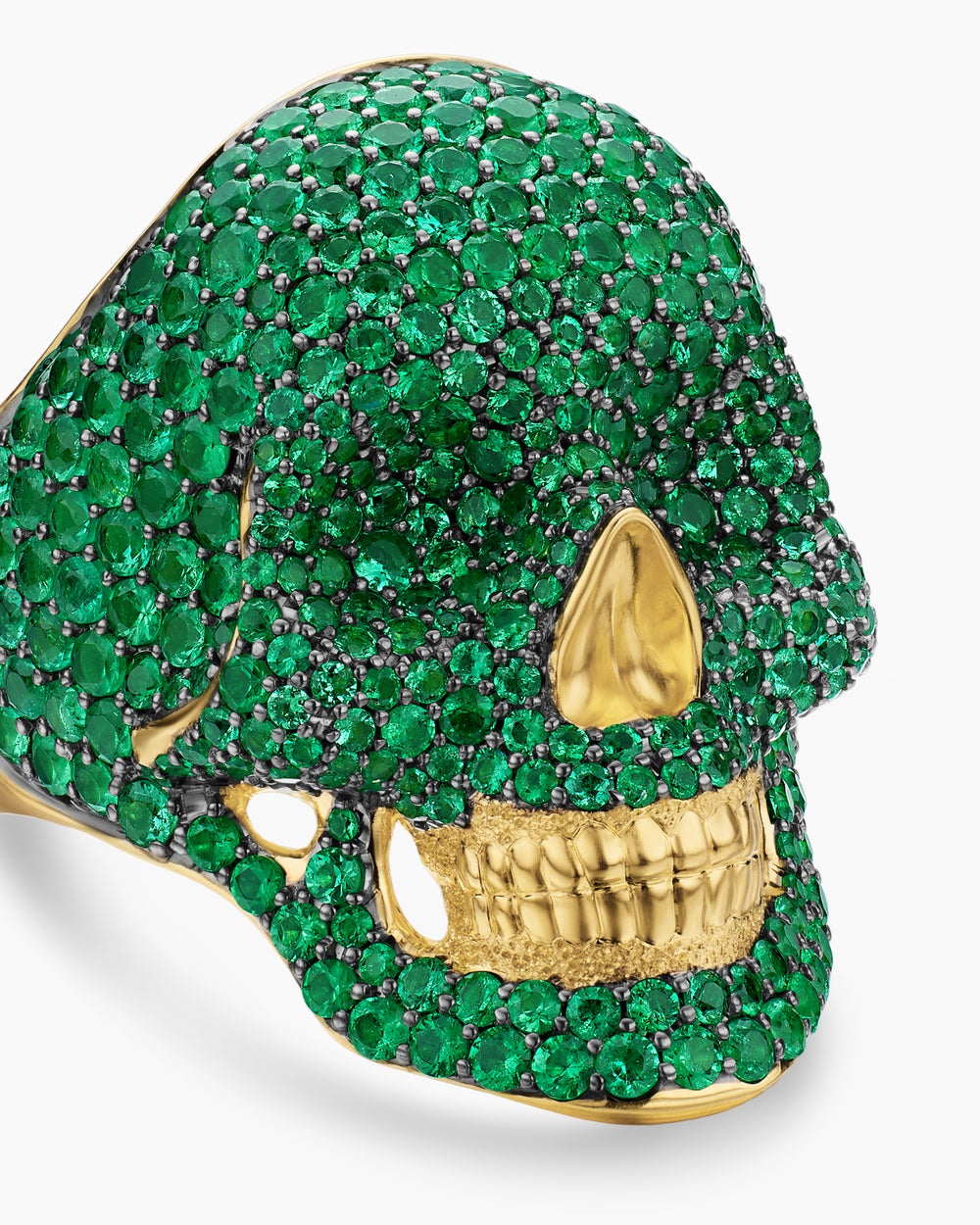 Mens Pavé Skull Pinky Ring in 18K Yellow Gold, 26.5mm