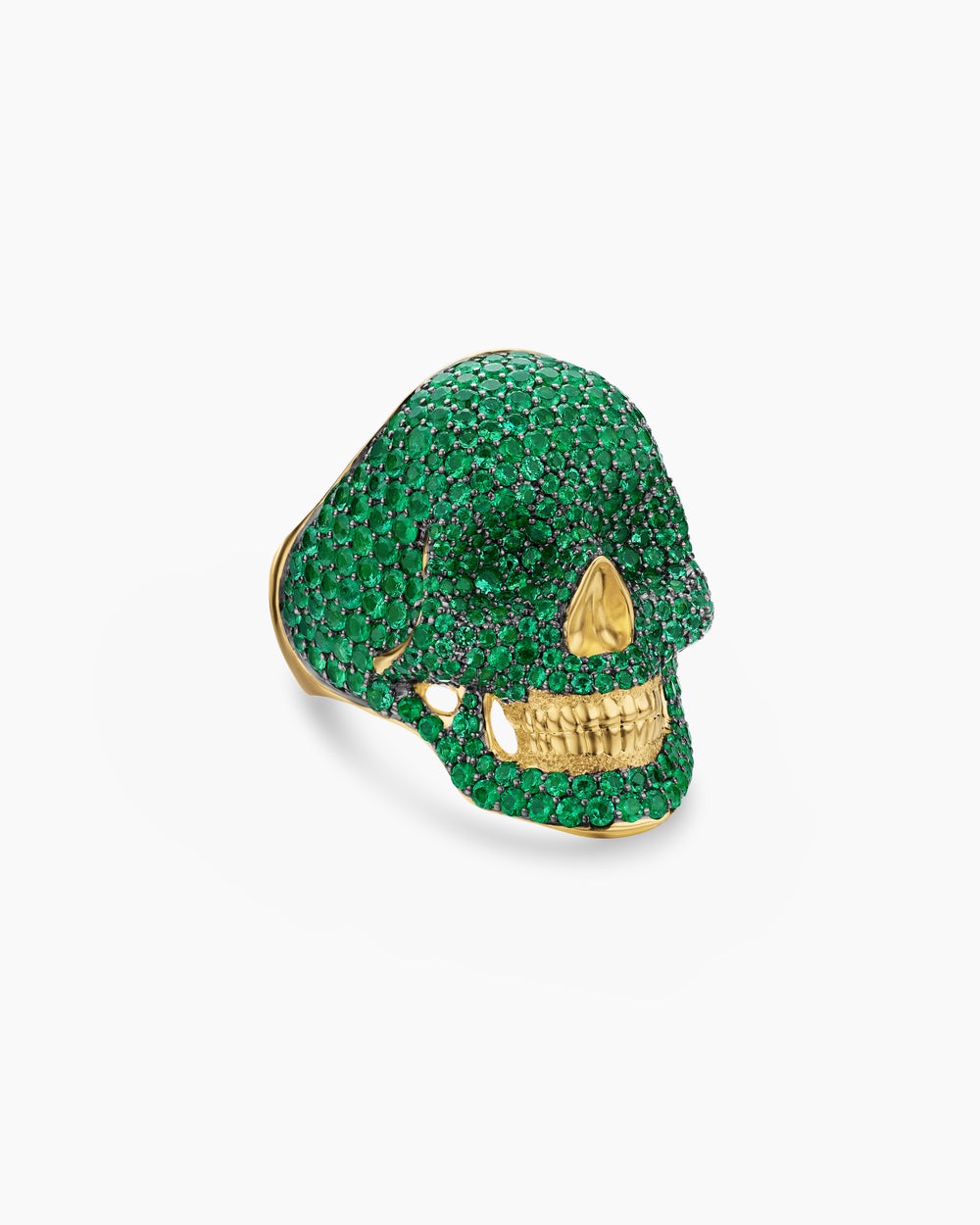 Mens Pavé Skull Pinky Ring in 18K Yellow Gold, 26.5mm