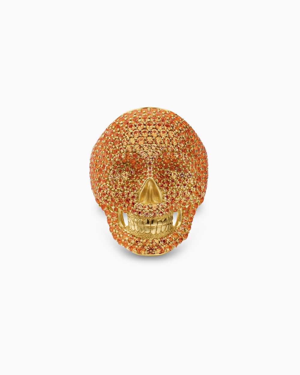 Mens Pavé Skull Pinky Ring in 18K Yellow Gold, 26.5mm
