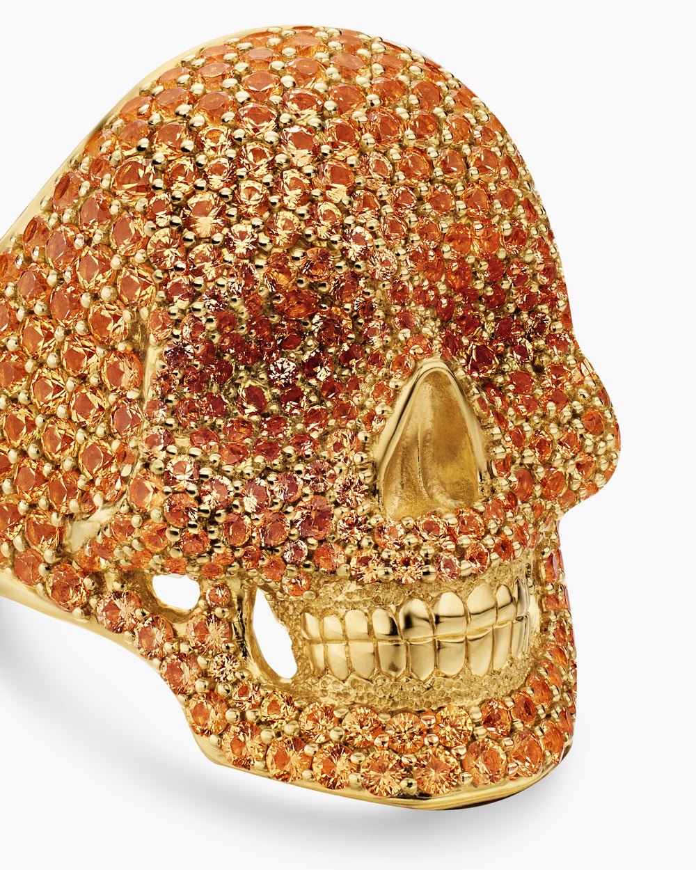 Mens Pavé Skull Pinky Ring in 18K Yellow Gold, 26.5mm