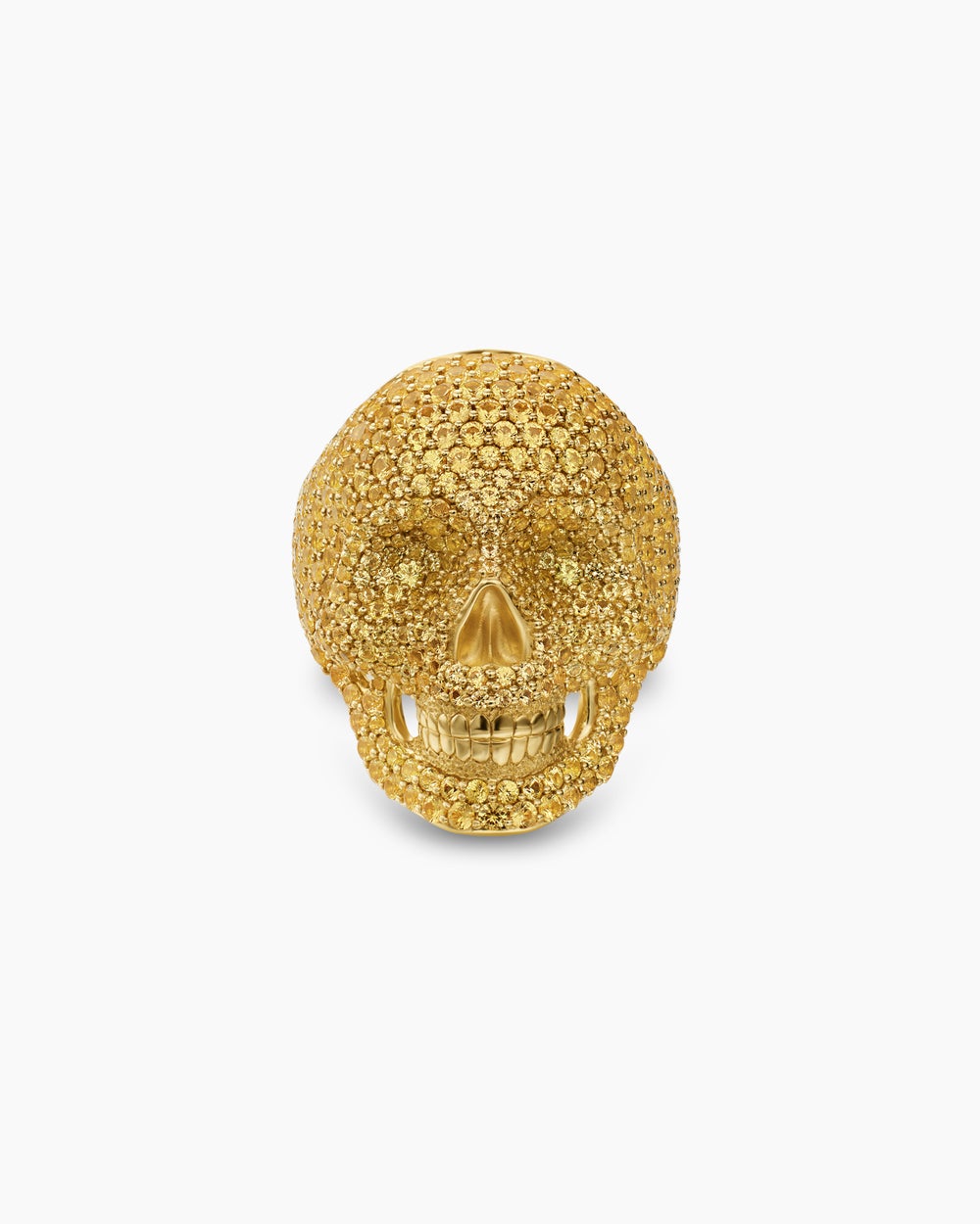 Mens Pavé Skull Pinky Ring in 18K Yellow Gold, 26.5mm
