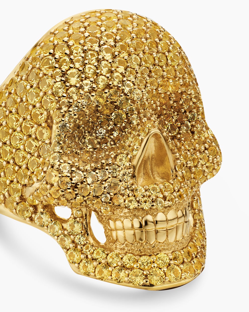 Mens Pavé Skull Pinky Ring in 18K Yellow Gold, 26.5mm