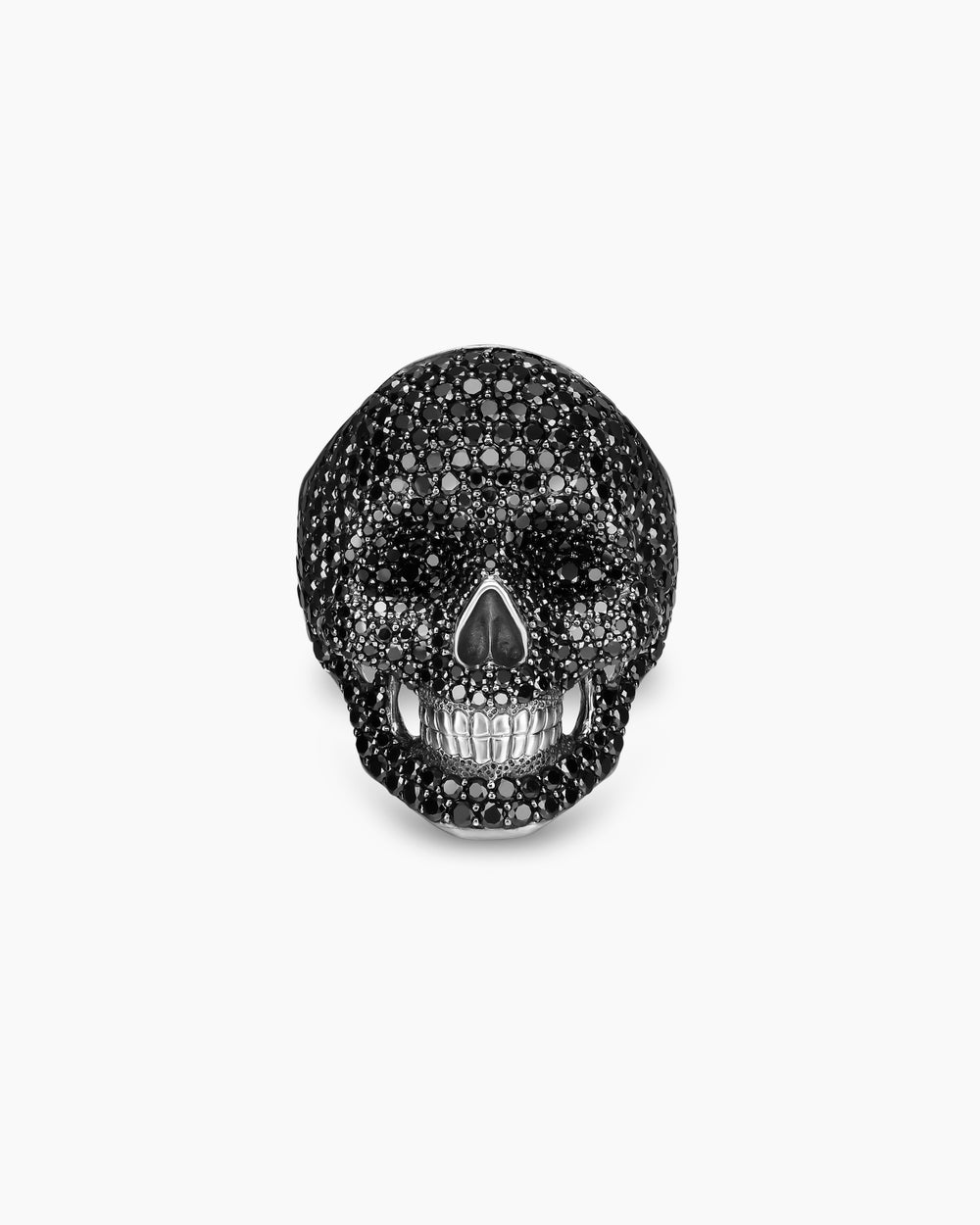 Mens Pavé Skull Pinky Ring in Sterling Silver, 26.5mm