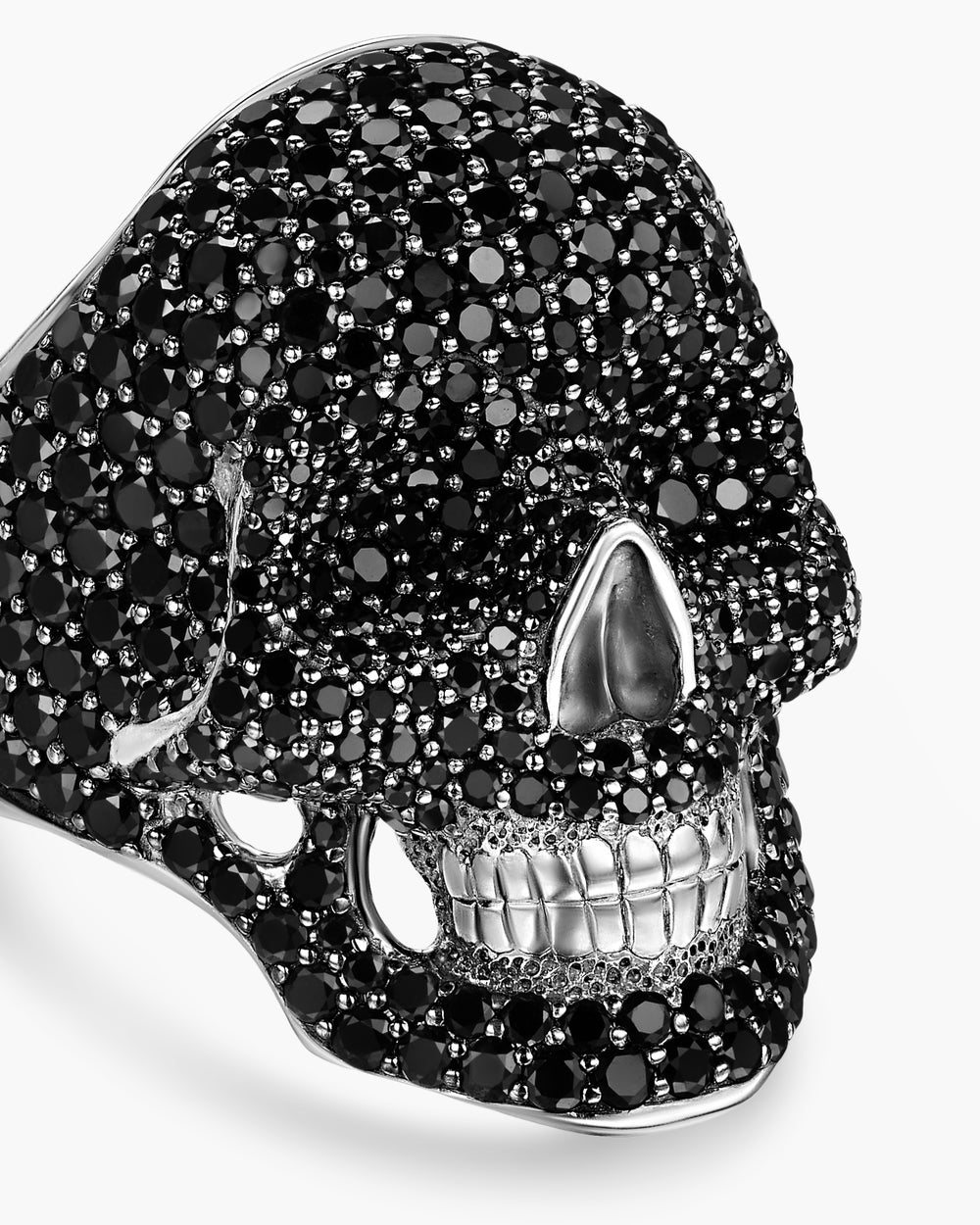 Mens Pavé Skull Pinky Ring in Sterling Silver, 26.5mm