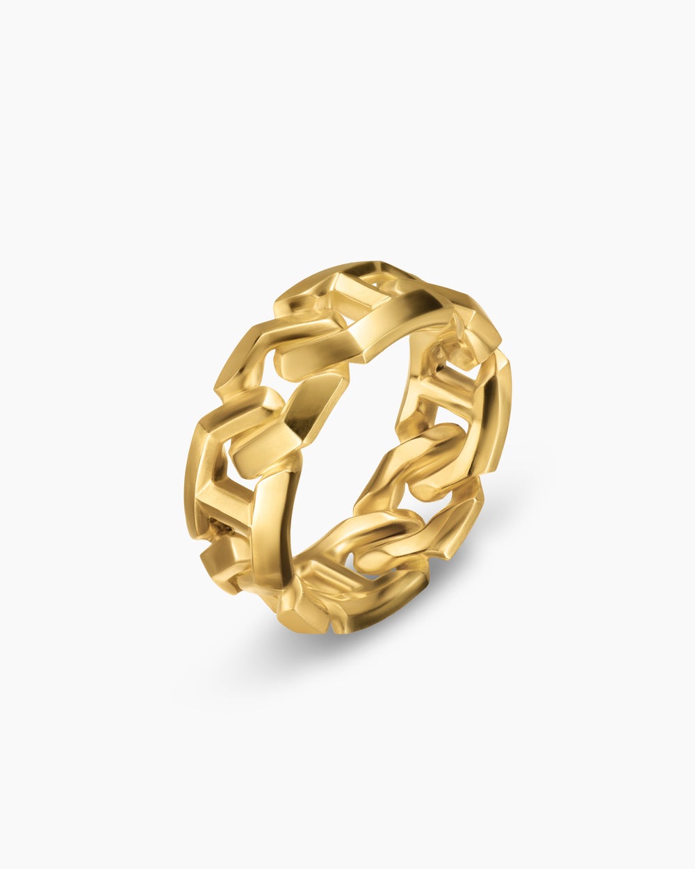 Mens Angular Curb Chain Band Ring in 18K Yellow Gold, 8.7mm