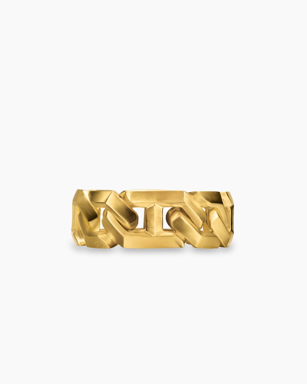 Mens Angular Curb Chain Band Ring in 18K Yellow Gold, 8.7mm