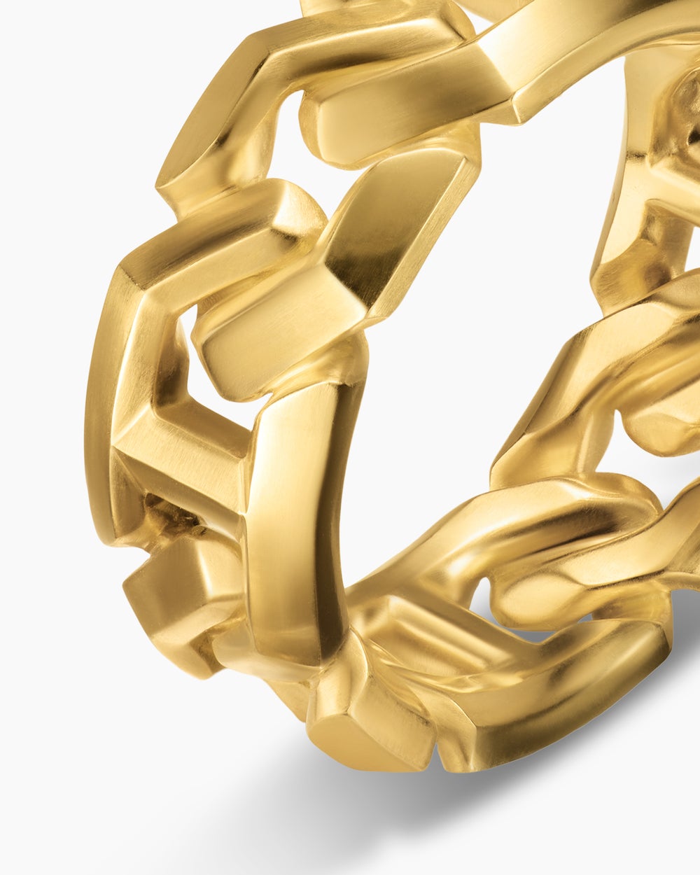 Mens Angular Curb Chain Band Ring in 18K Yellow Gold, 8.7mm