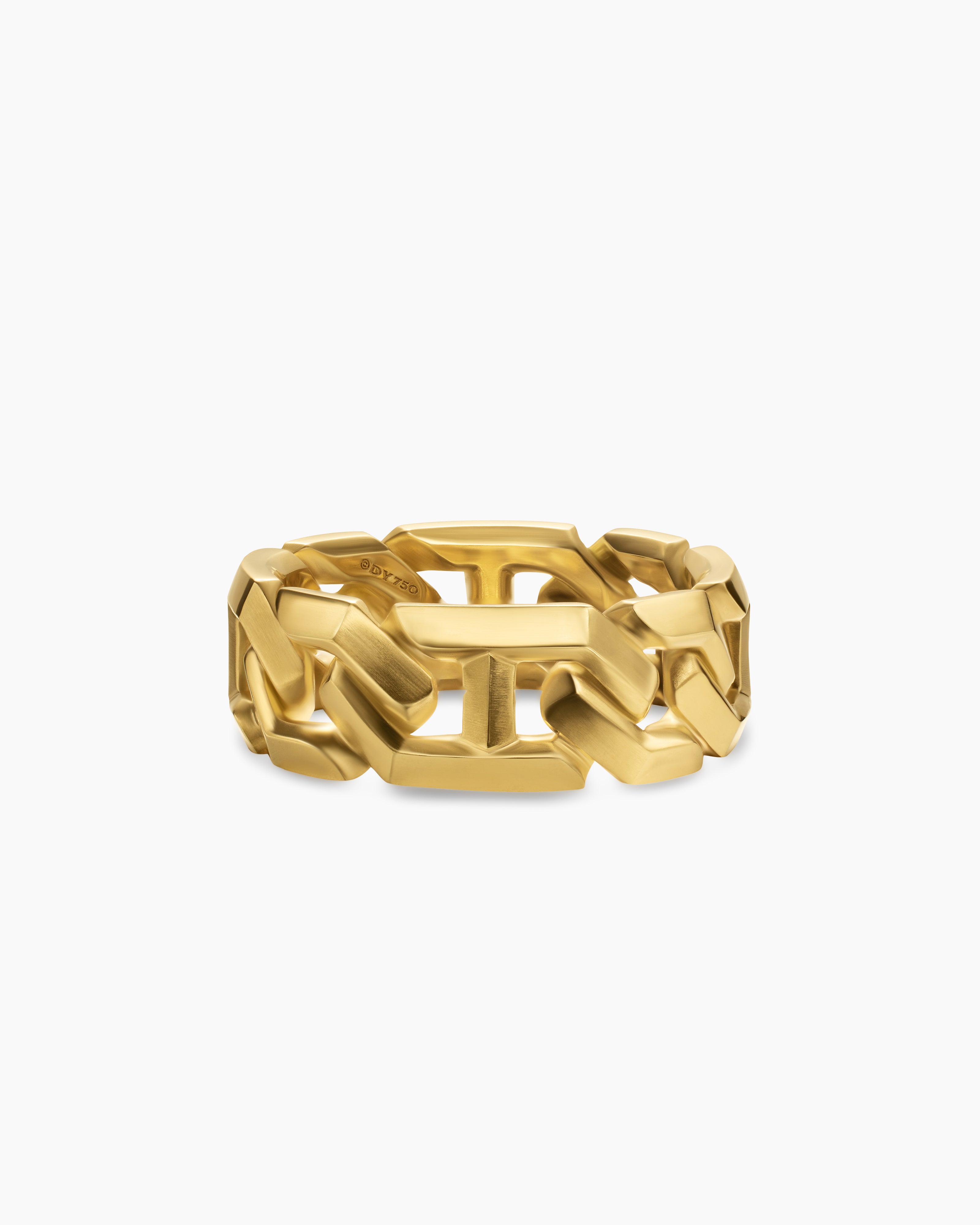 Mens Angular Curb Chain Band Ring in 18K Yellow Gold, 8.7mm