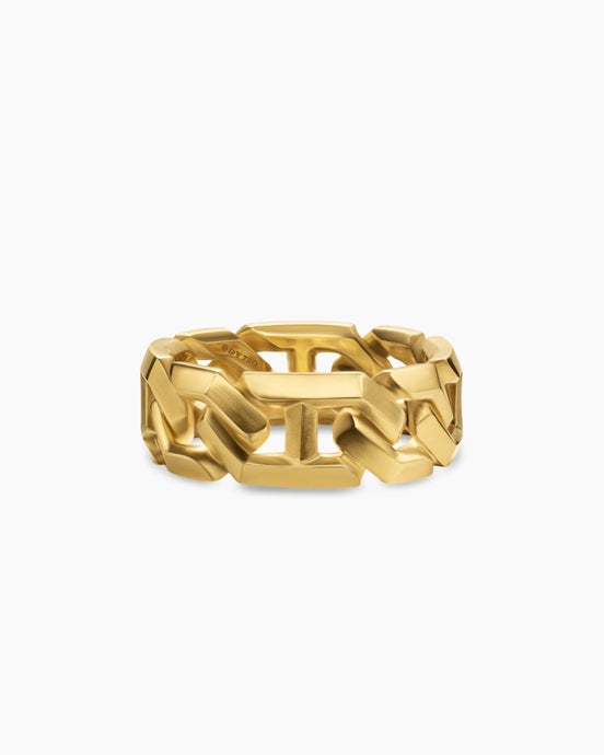 Angular Curb Chain Band Ring in 18K Yellow Gold, 8.7mm
