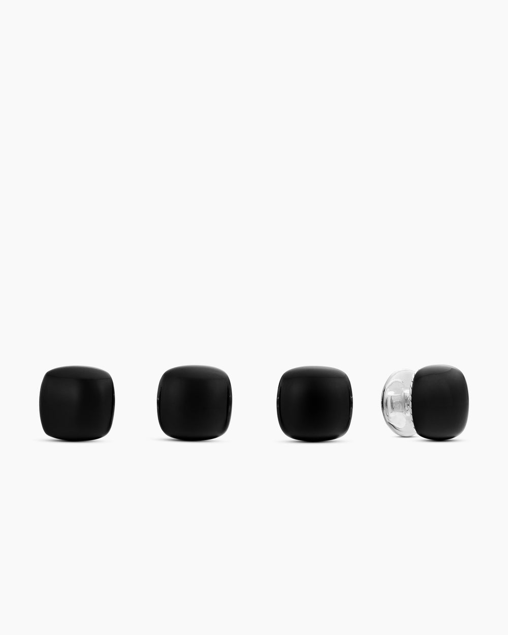 Mens Streamline® Cushion Tuxedo Studs in Sterling Silver with Black Onyx