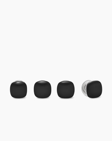 Streamline® Cushion Tuxedo Studs in Sterling Silver with Black Onyx