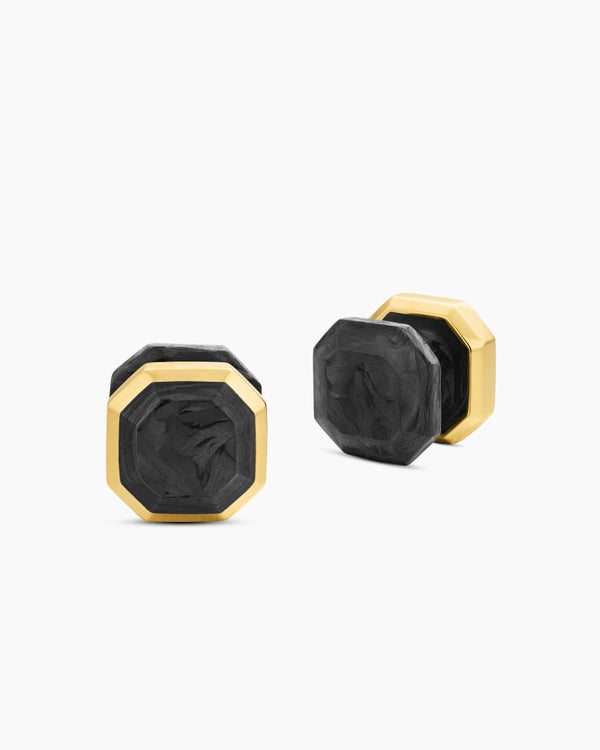 Streamline® Tuxedo Studs in 18K Yellow Gold with Forged Carbon, 10.8mm