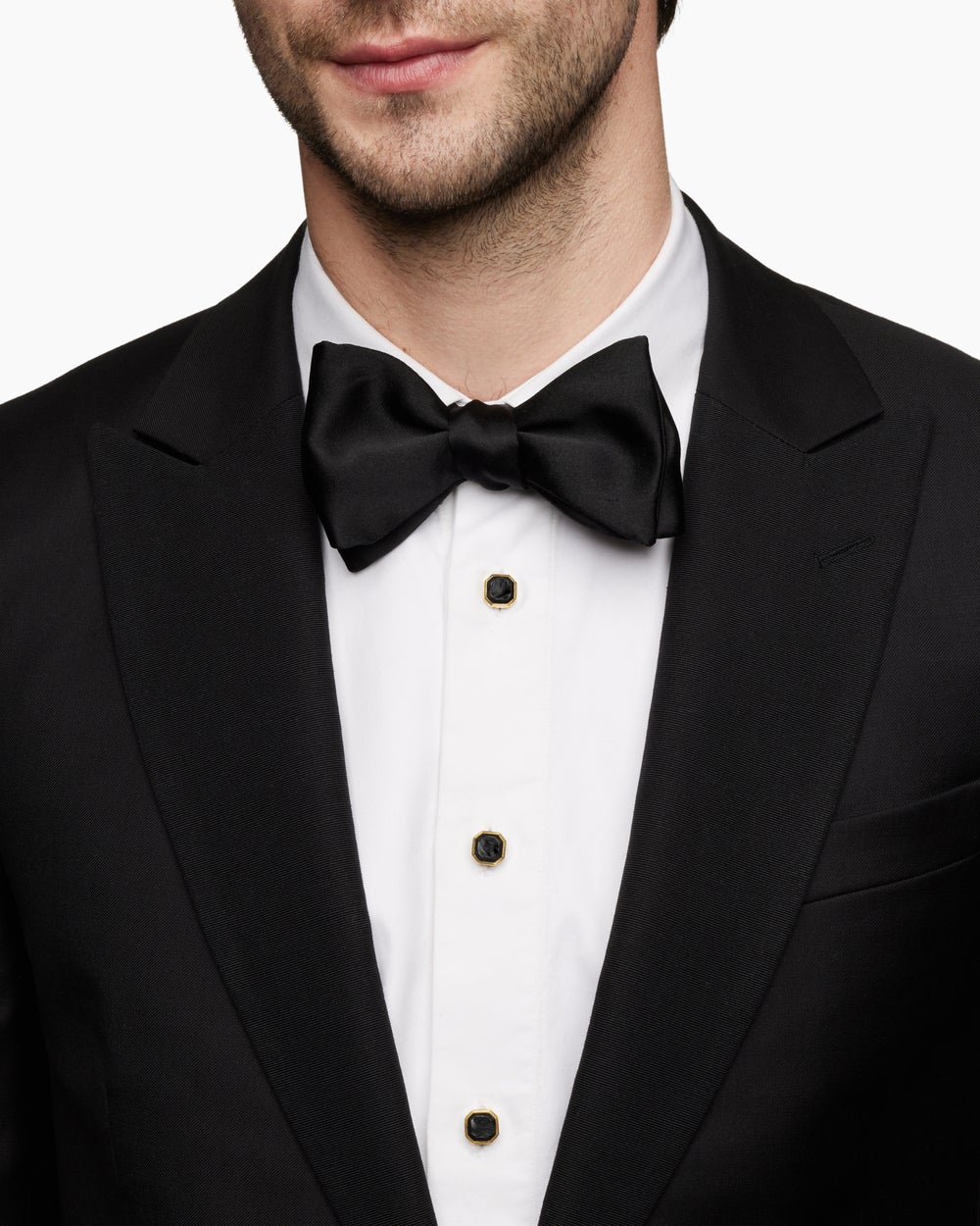 Mens Streamline® Tuxedo Studs in 18K Yellow Gold with Forged Carbon, 10.8mm