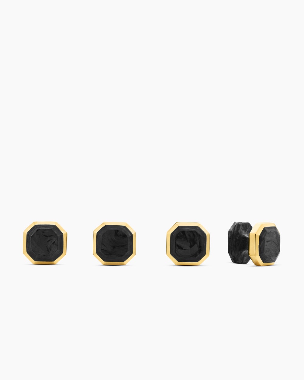 Mens Streamline® Tuxedo Studs in 18K Yellow Gold with Forged Carbon, 10.8mm