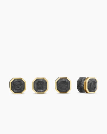 Forged Carbon Tuxedo Studs in 18K Yellow Gold