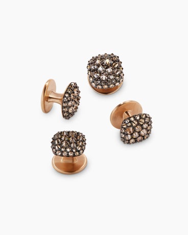 Streamline® Tuxedo Studs in 18K Rose Gold with Reverse Set Cognac Diamonds