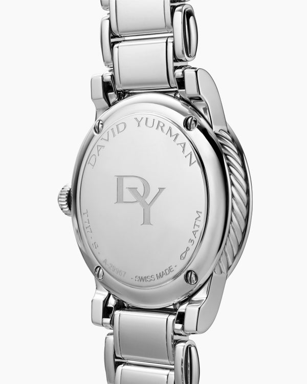 Montre à quartz classique en acier inoxydable avec diamants, 30 mm