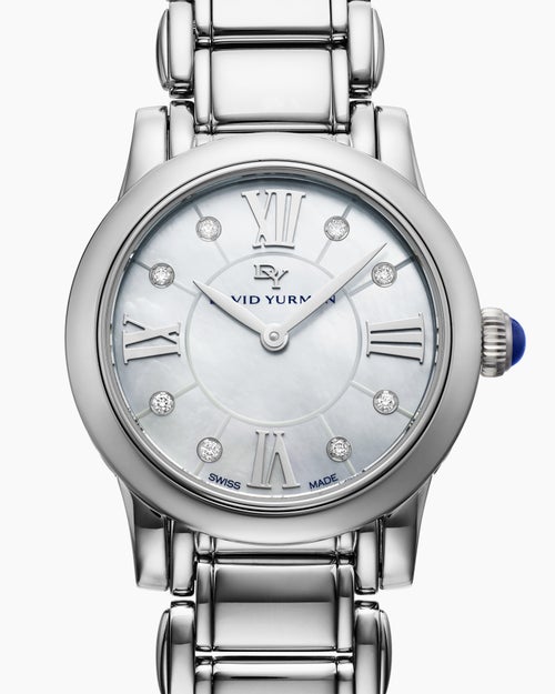 Classic Quartz Stainless Steel Watch with Diamonds, 30mm