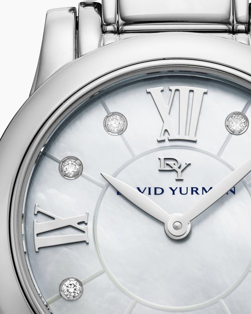 Classic Quartz Stainless Steel Watch with Diamonds, 30mm