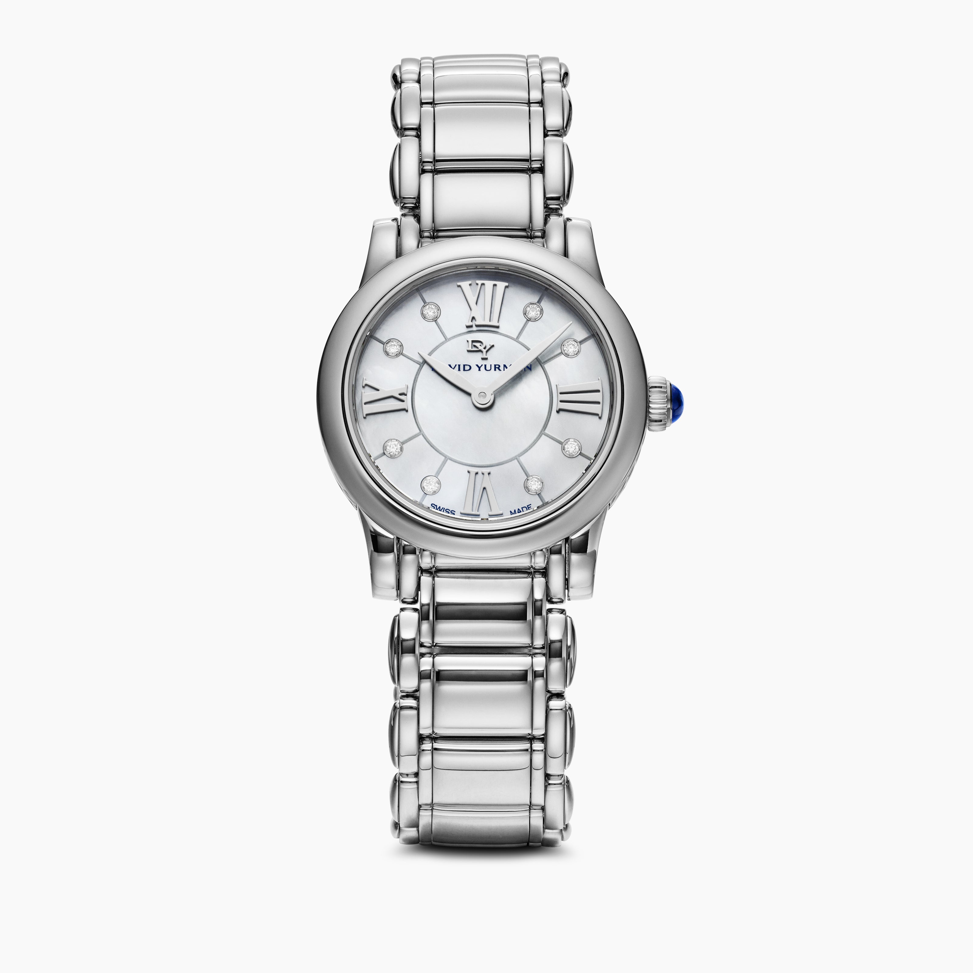 Womens Classic Quartz Stainless Steel Watch with Diamonds, 30mm