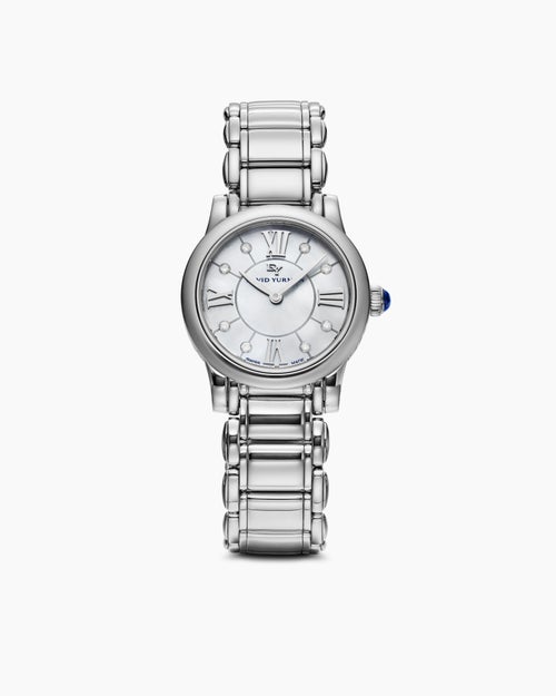 Montre à quartz classique en acier inoxydable avec diamants, 30 mm femme