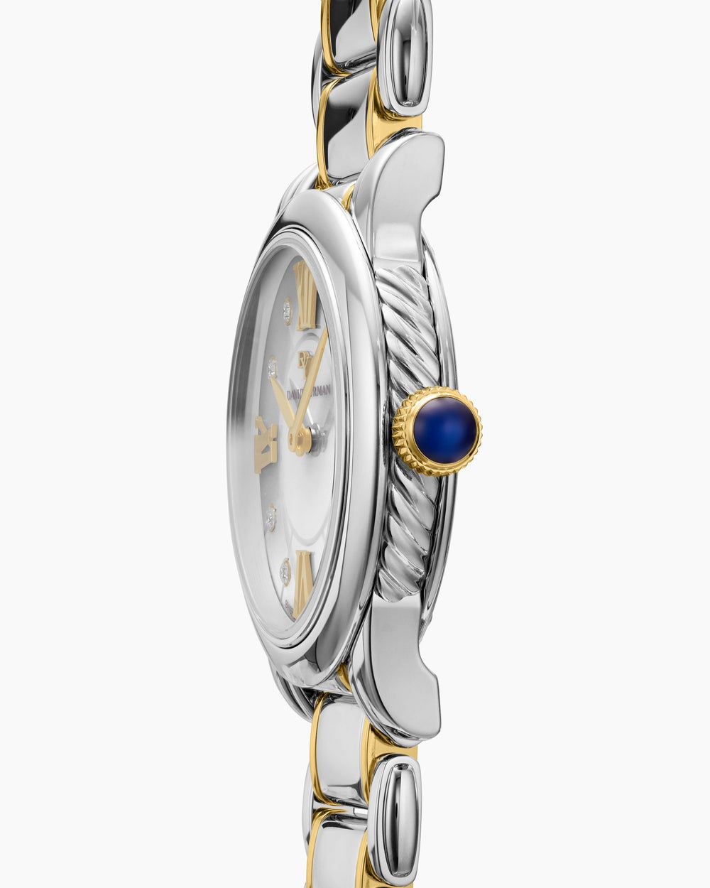 Montre à quartz classique en acier inoxydable avec or jaune 18 carats et diamants, 30 mm femme