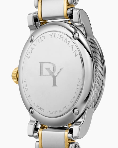 Womens Classic Quartz Watch in Stainless Steel with 18K Yellow Gold and Diamonds, 30mm