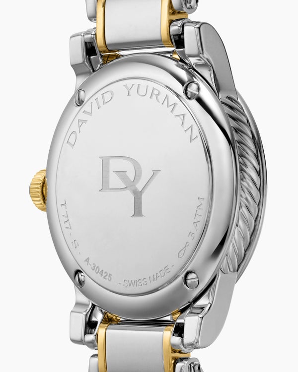 Classic Quartz Watch in Stainless Steel with 18K Yellow Gold and Diamonds, 30mm