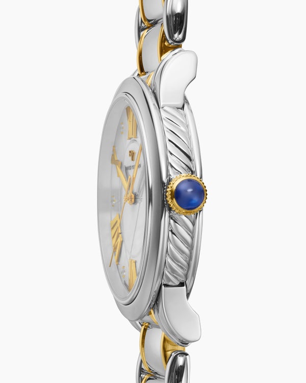Classic Quartz Watch in Stainless Steel with 18K Yellow Gold and Diamonds, 38mm