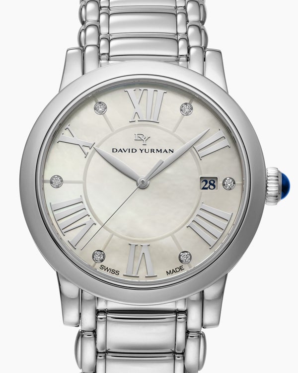 Classic Quartz Watch in Stainless Steel with Diamonds, 38mm