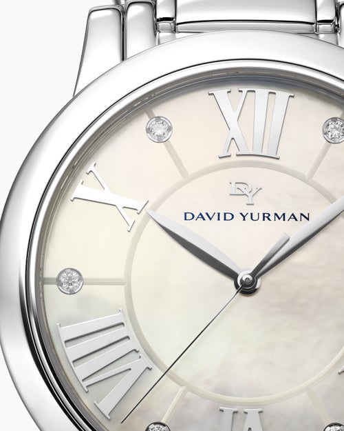 Womens Classic Quartz Watch in Stainless Steel with Diamonds, 38mm