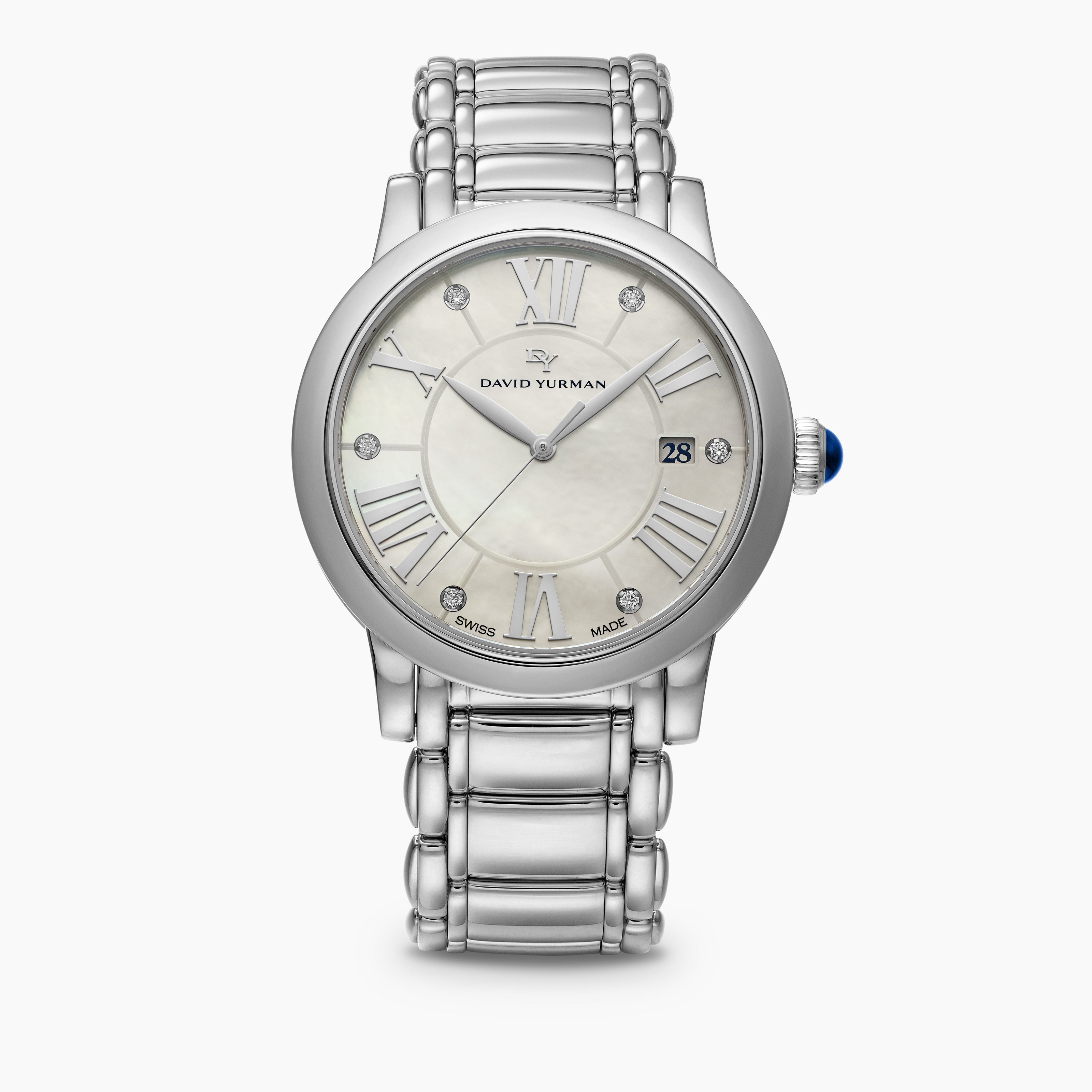 Womens Classic Quartz Watch in Stainless Steel with Diamonds, 38mm