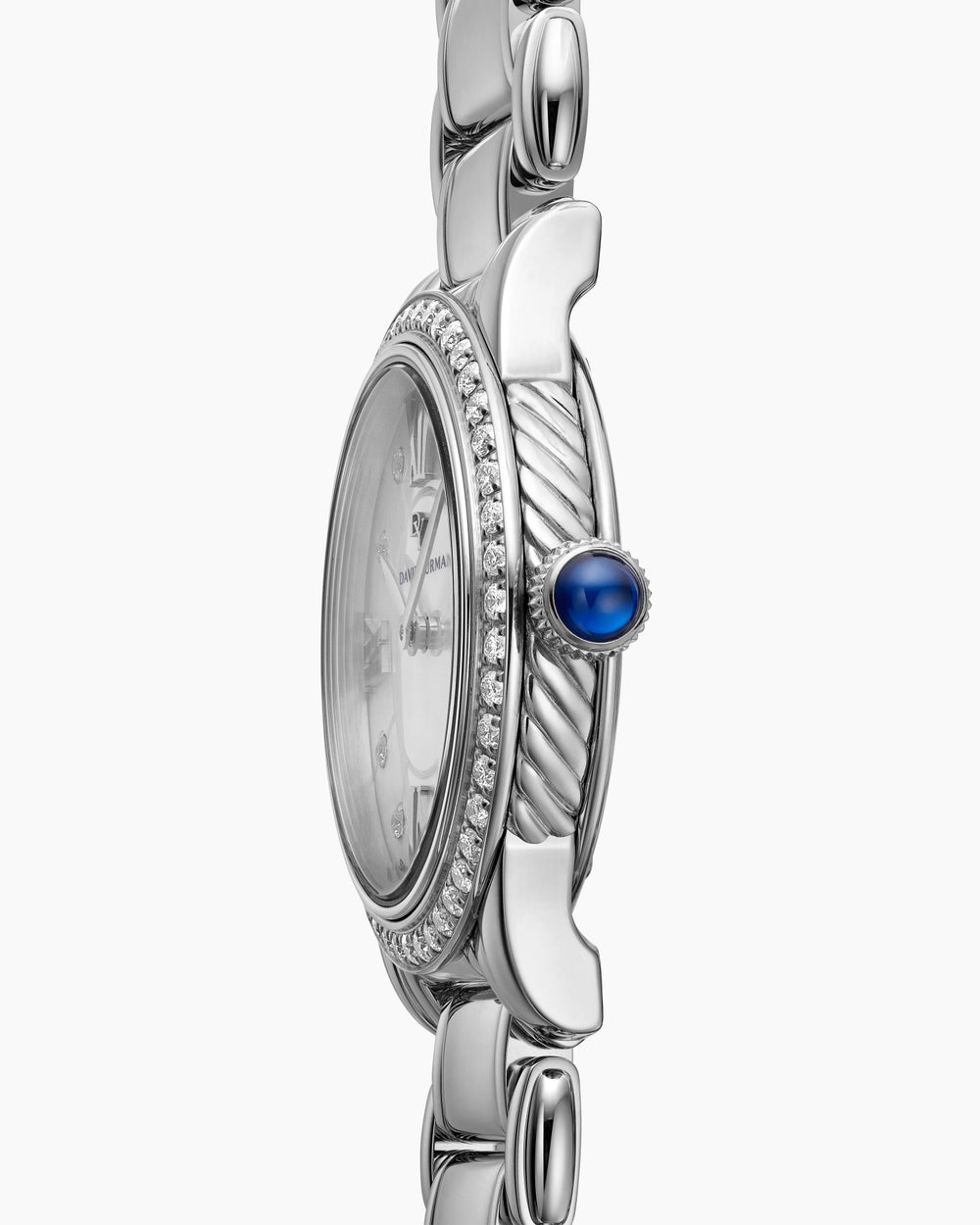 Montre à quartz classique en acier inoxydable avec chaton en diamants, 30 mm femme