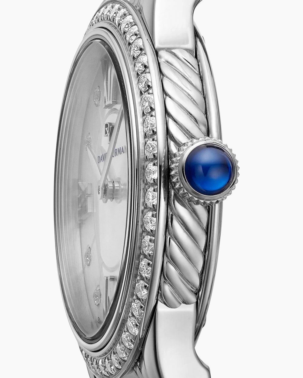 Montre à quartz classique en acier inoxydable avec chaton en diamants, 30 mm femme