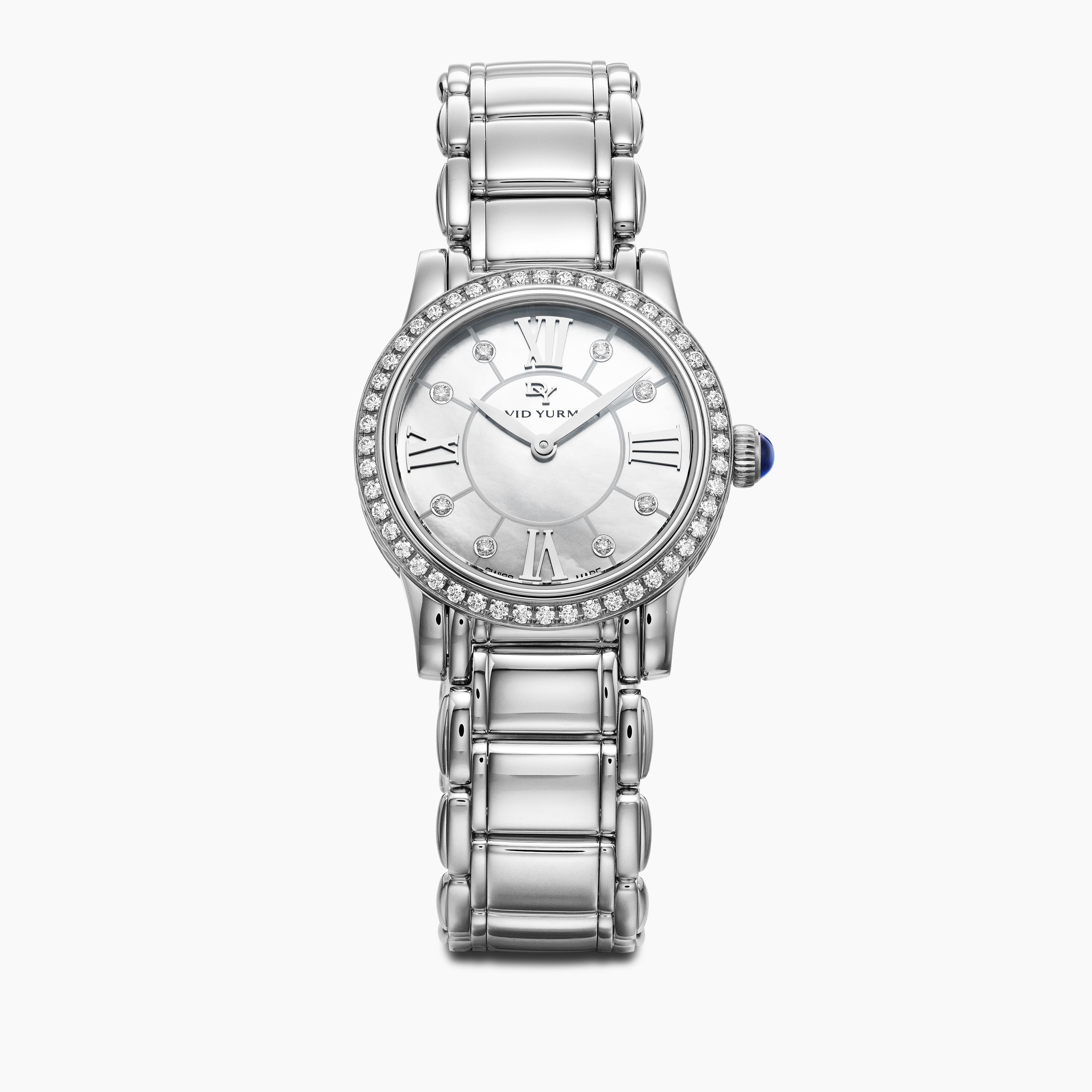 Womens Classic Quartz Watch in Stainless Steel with Diamond Bezel, 30mm