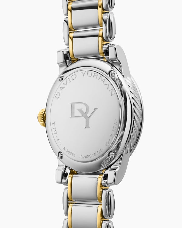 Classic Quartz Watch in Stainless Steel with 18K Yellow Gold and Diamond Bezel, 30mm